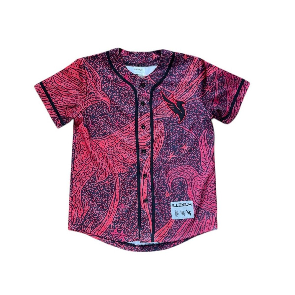 Illenium Phoenix Jersey Red Black Tour Merch Baseball Shirt Size S